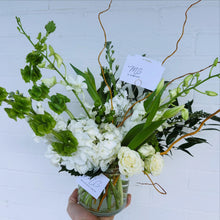 Load image into Gallery viewer, White + Green Fresh Arrangement
